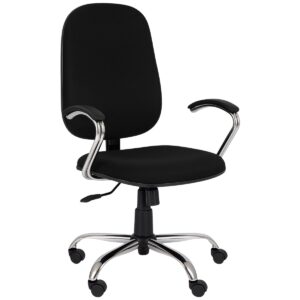 Cadeira Giratória Presidente Cromada com Braço Fixo Cromado