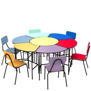 Conjunto Escolar Fórmica Infantil Trapézio 6 Lugares