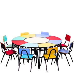 Conjunto Escolar Fórmica Infantil Trapézio 8 Lugares
