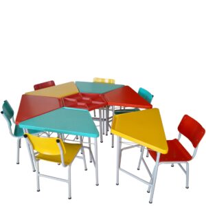 Conjunto Escolar Polipropileno Infantil Trapézio 6 Lugares