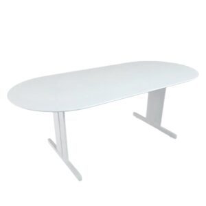 Mesa de Reunião Oval Tampo 15mm Pé Metal