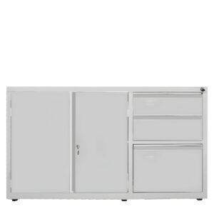 Balcão de Aço 2 Portas 2 Gavetas e 1 Gaveta para Pasta Suspensa