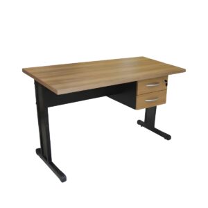 Mesa Reta Pé Metal com Gavetas Tampo 30mm